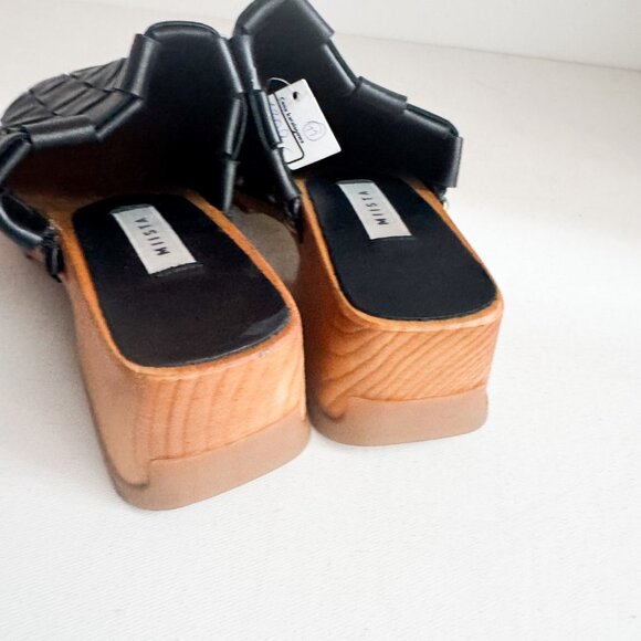 MIISTA Black leather woven Clog Slides 41 - Picture 3 of 9